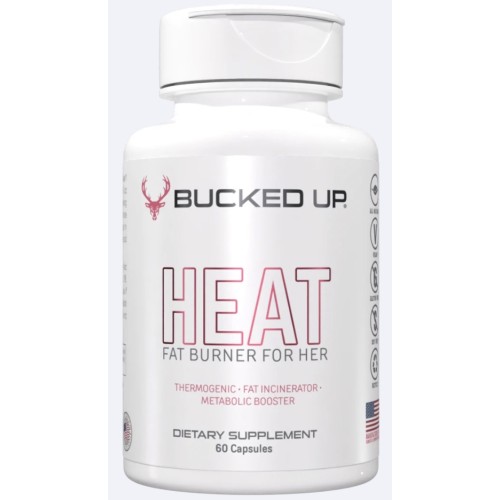 BUCKED UP, HEAT Fat Burner, PREMIUM жиросжигатель для нее, 60 капсул (30 порций)